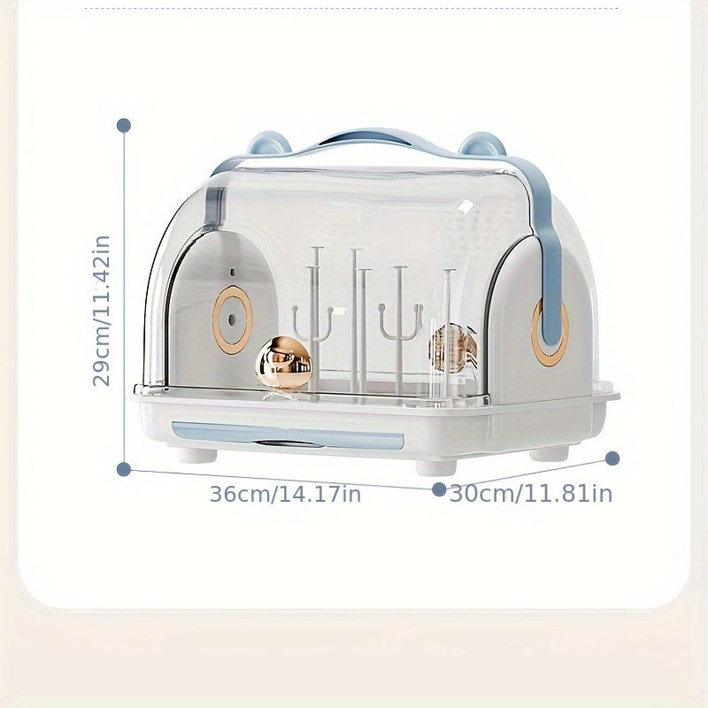 Multifunctionele Flesdrogenrek met Deksel | Stofbestendige Opbergdoos | Afvoerrek voor Servies | Organizer voor Voedingssupplementen