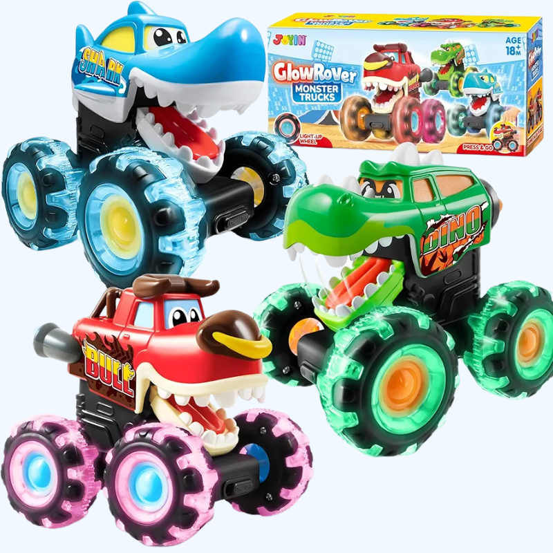 3-pack Monster Trucks | Lichtgevende Auto’s Geactiveerd door Druk voor Peuters