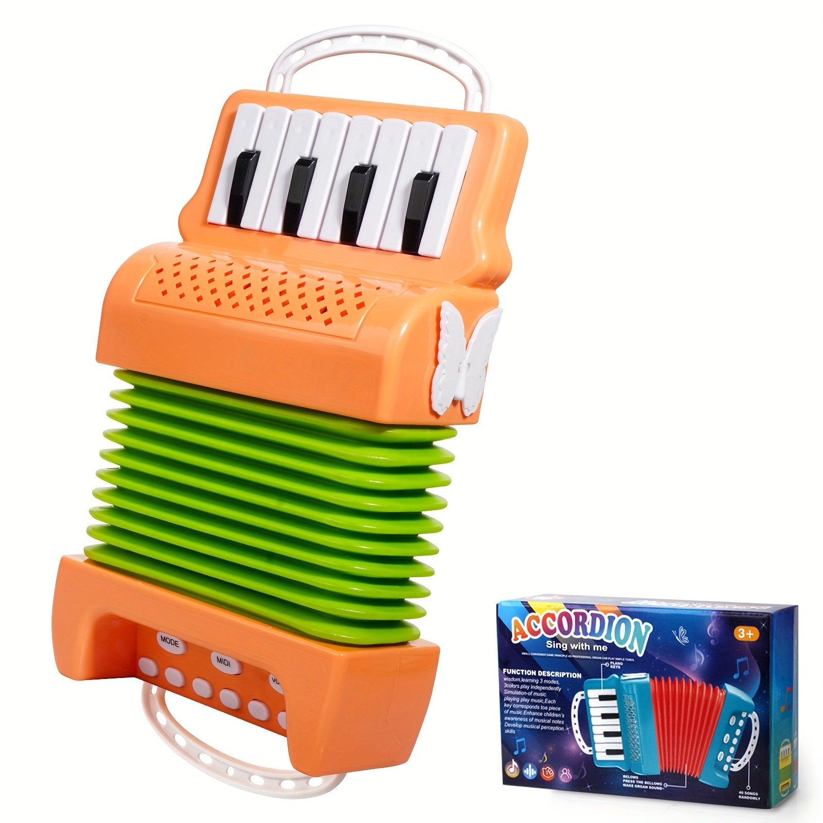 Kinderaccordeon speelgoed - 12-toetsen keyboard, 3 speelmodi, kerstcadeau