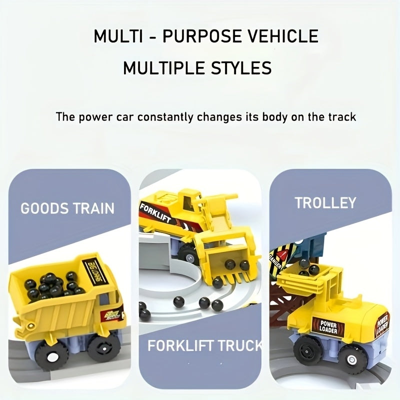 Constructie Avontuur Treinset | Elektrisch Voertuig op Inertiespoor, Geschikt voor Kinderen 3+