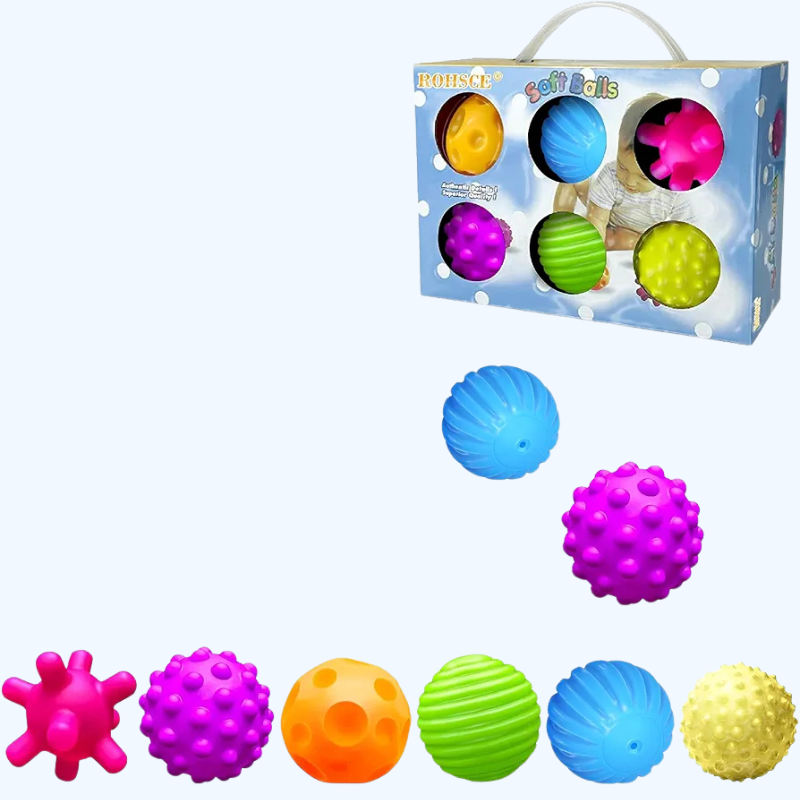 Sensorische Ballen voor Baby’s | Felgekleurde Zachte Textuurbal Set Montessori Speelgoed voor Baby’s van 6-12 Maanden
