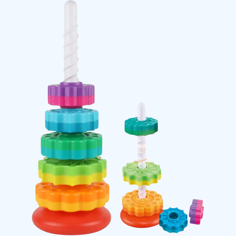 Stapeltoren Spel voor Baby’s | Regenboog Ring Stapelaar Montessori Speelgoed voor Baby’s van 6-12 Maanden