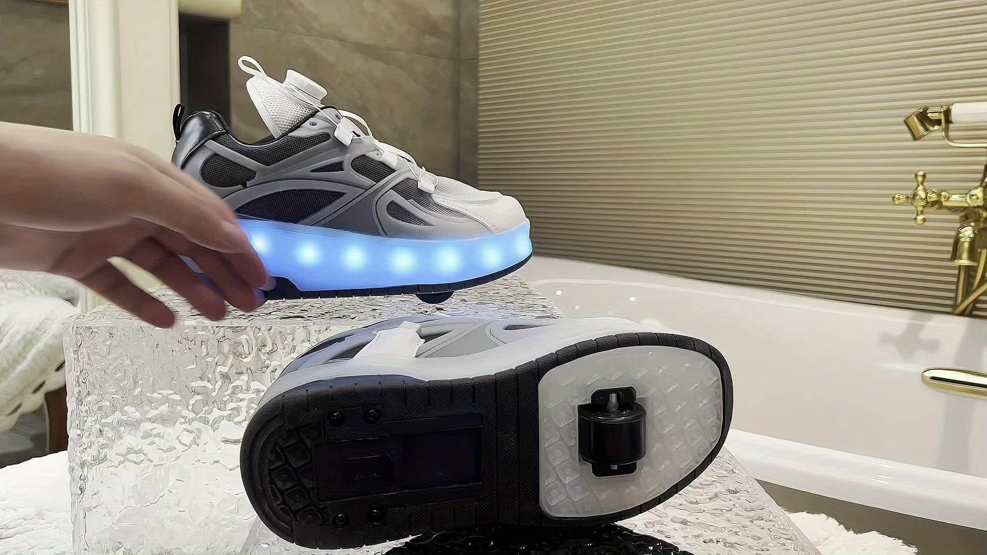 Sneakers met LED-licht | Glow-in-the-Dark Schoenen met USB & Wielen | Verstelbare Roller Schoenen voor Kinderen