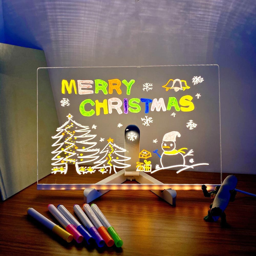 LED notitiebord met kleuren | Helder acryl droog uitwisbord met licht Voor kinderen en volwassenen