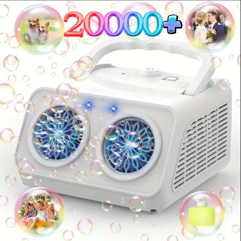 Automatische Bellenmachine met Dubbele Ventilator – Meer dan 20.000 Bubbels per Minuut | Elektrische Bubbelmachine voor Kinderen & Peuters, Werkt op Batterij of Stekker, Inclusief 10x Bubbeloplossing