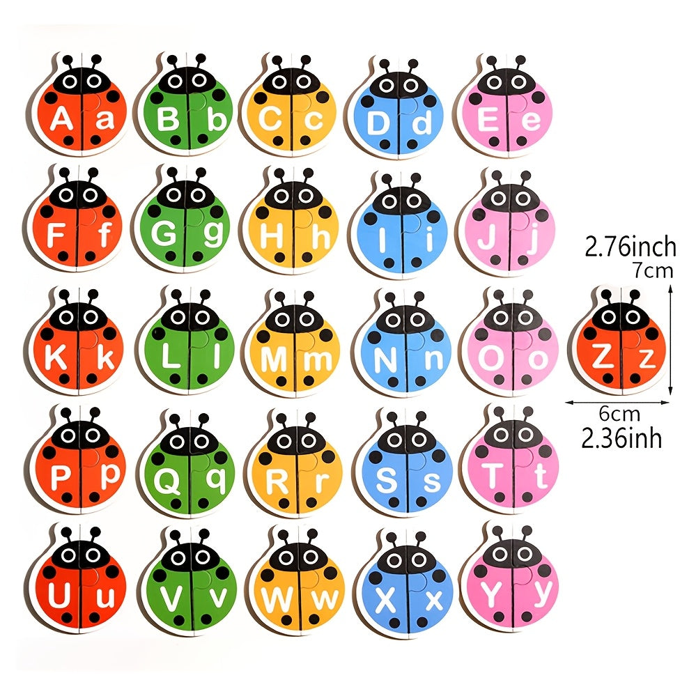 52-delige Houten Insecten Letterpuzzel | Educatief Spel voor Kinderen (3+), Kleurrijke Lieveheersbeestjes & Dieren, Ideaal voor Kerst, Pasen & Schoolstart