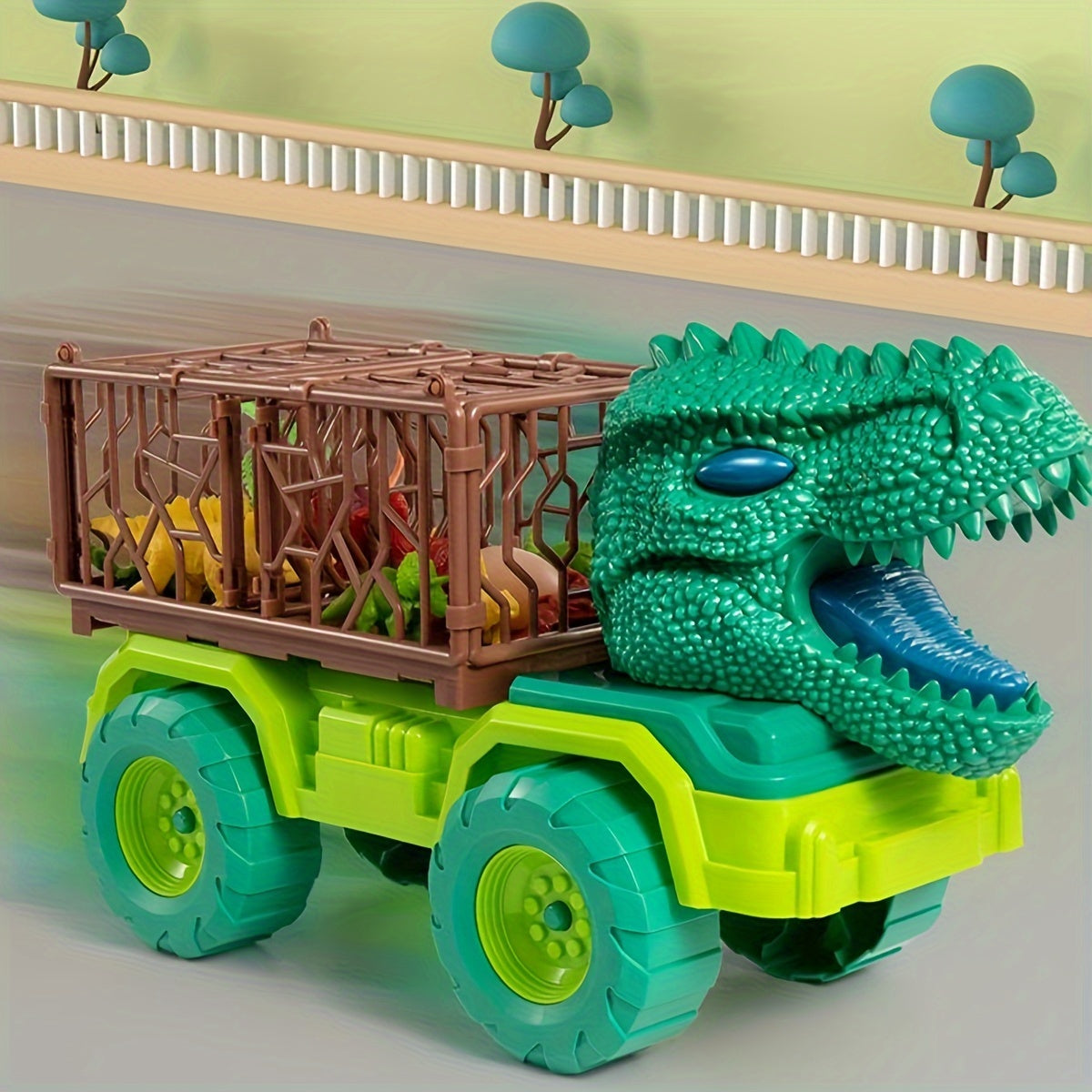 Dinosaurus Transporter Truck Speelgoed Set, 14-delige T-Rex Vrachtwagen met Educatief Speeltijd, Verjaardags- & Kerstcadeau voor Kinderen van 3-6 Jaar