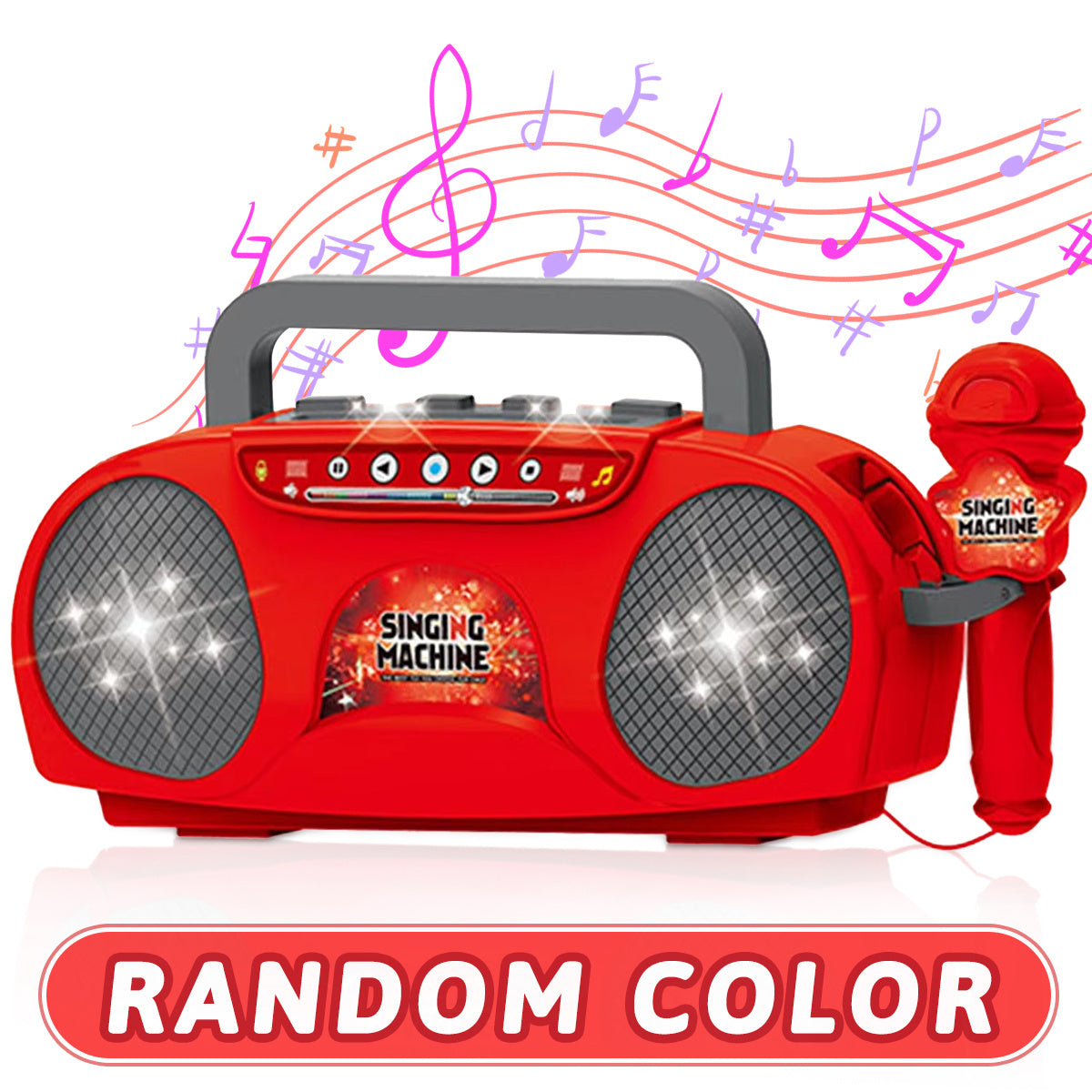 Zingende Ster Karaoke Microfoon Set met Lichteffecten | Educatief Muziekinstrument Speelgoed van ABS-Materiaal, Voor Leeftijd 3+, Beschikbaar in Rood, Blauw, Roze