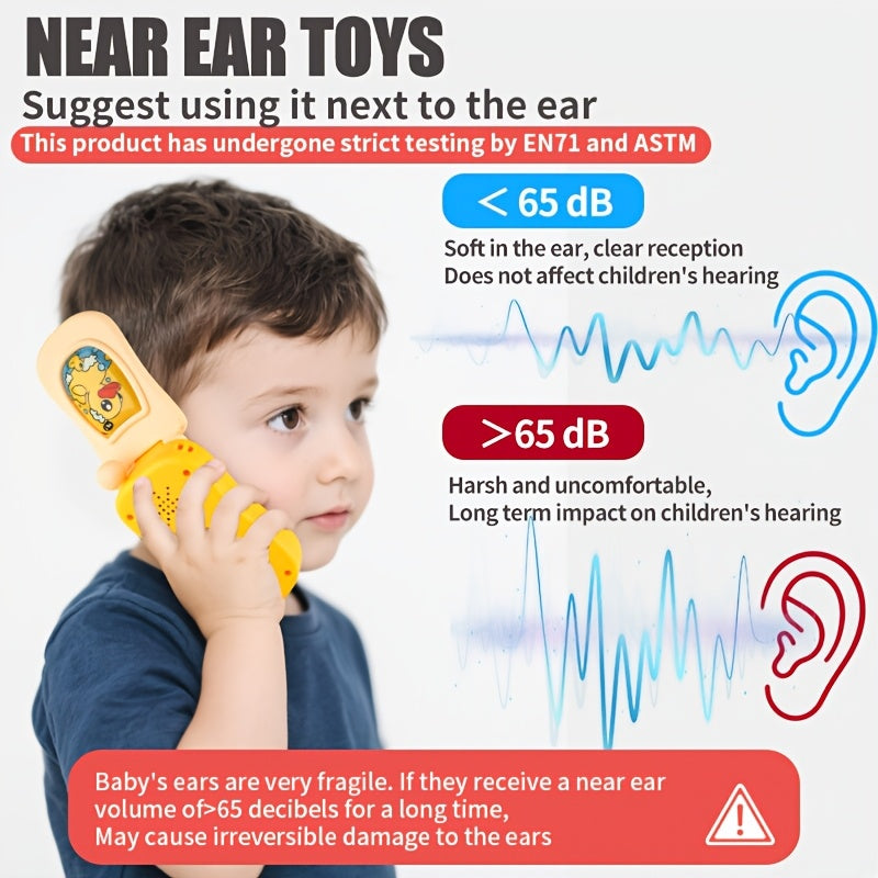 Muzikale Klaptelefoon voor Peuters vanaf 18 Maanden - Cartoon Speelgoedtelefoon met Geluid voor Baby, Jongens en Meisjes - Interactief Cadeau voor Kinderen