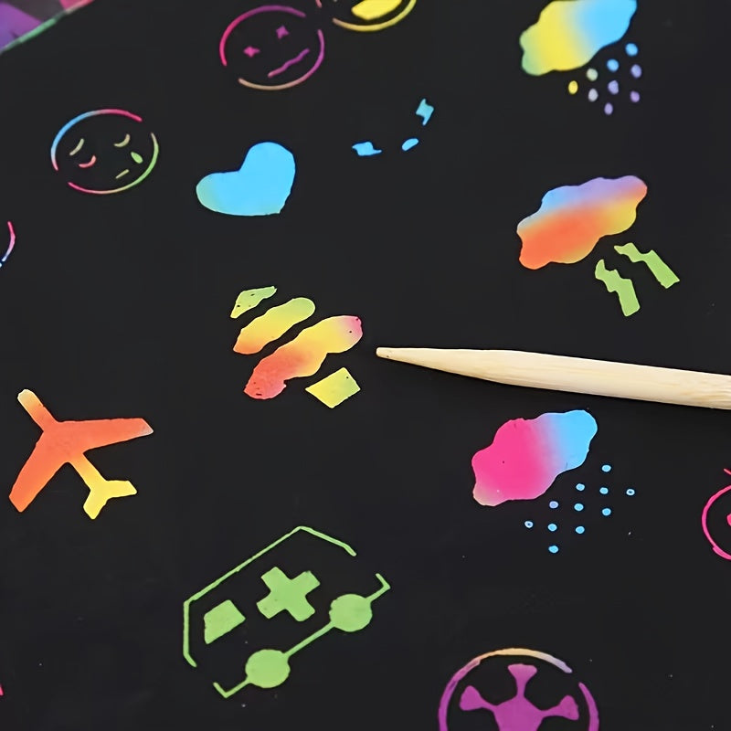 Regenboog Krasblok Set | 12 vellen knutselpapier voor tekenen & feestjes (3-12 jaar)