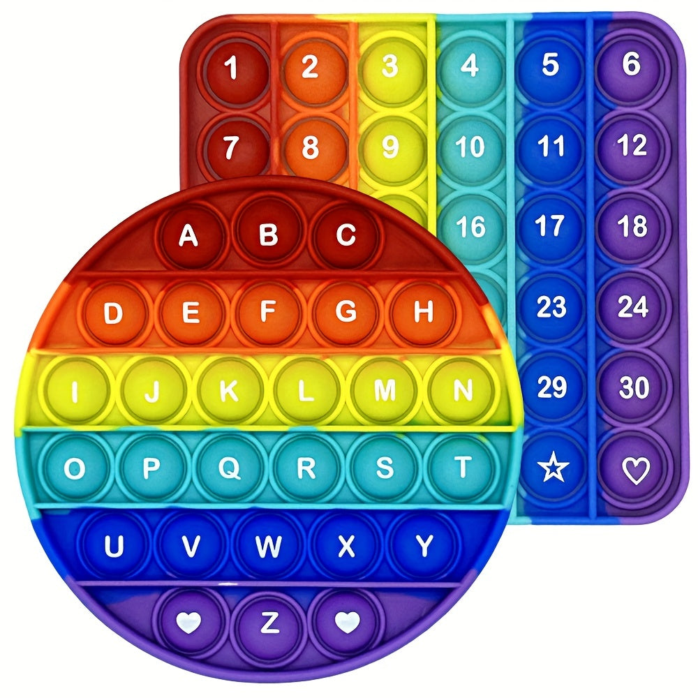 2-in-1 Cijfers & Letters Fidget Toys | Educatief Bubbelspel voor Peuters (Vierkant + Cirkel)