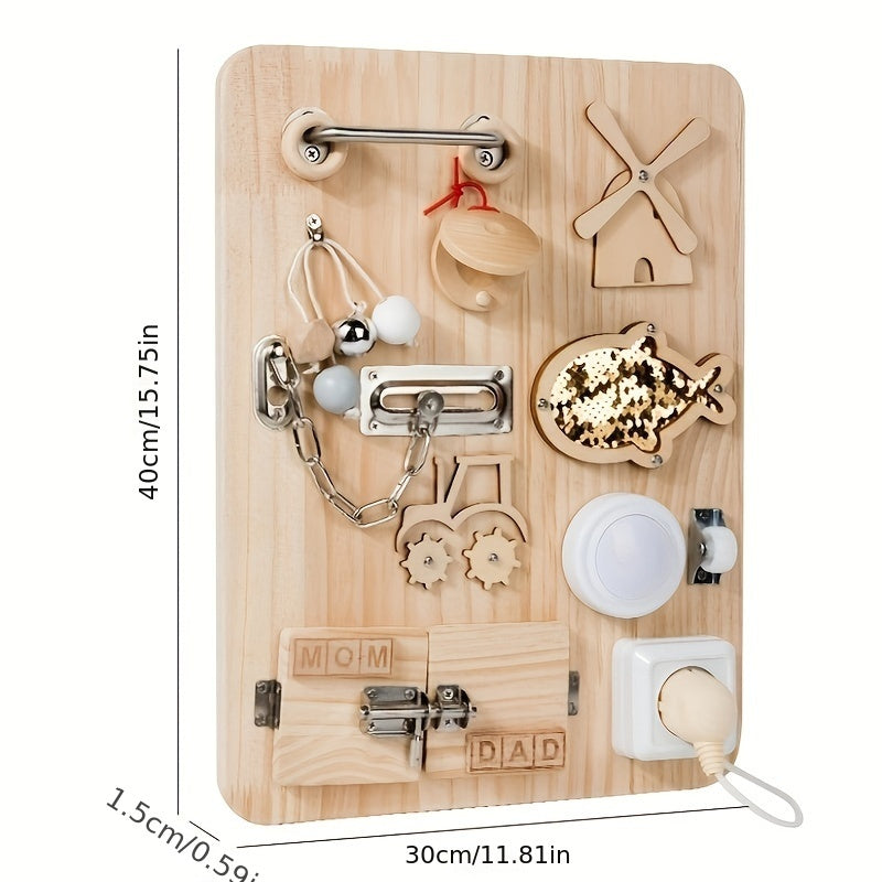 Houten Busy Board 70x86 cm+ | Educatief speelgoed met slotjes, sleutels en accessoires voor levensvaardigheden. Perfect cadeau voor Kerstmis en verjaardagen.