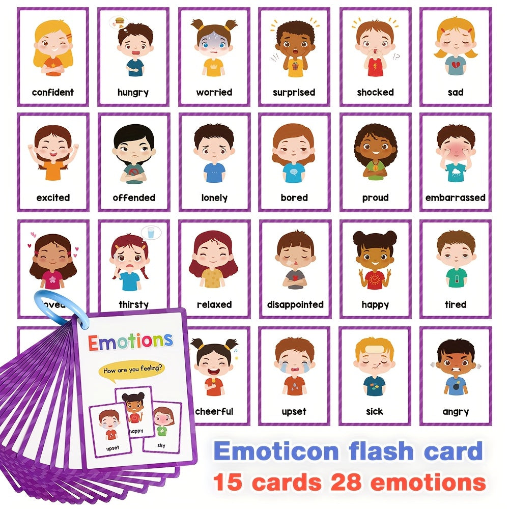Ontdek Emoties Spelenderwijs met 15 Emotion Flash Cards voor Kinderen – De Slimme Start voor Engelse Woordenschat en Emotionele Intelligentie