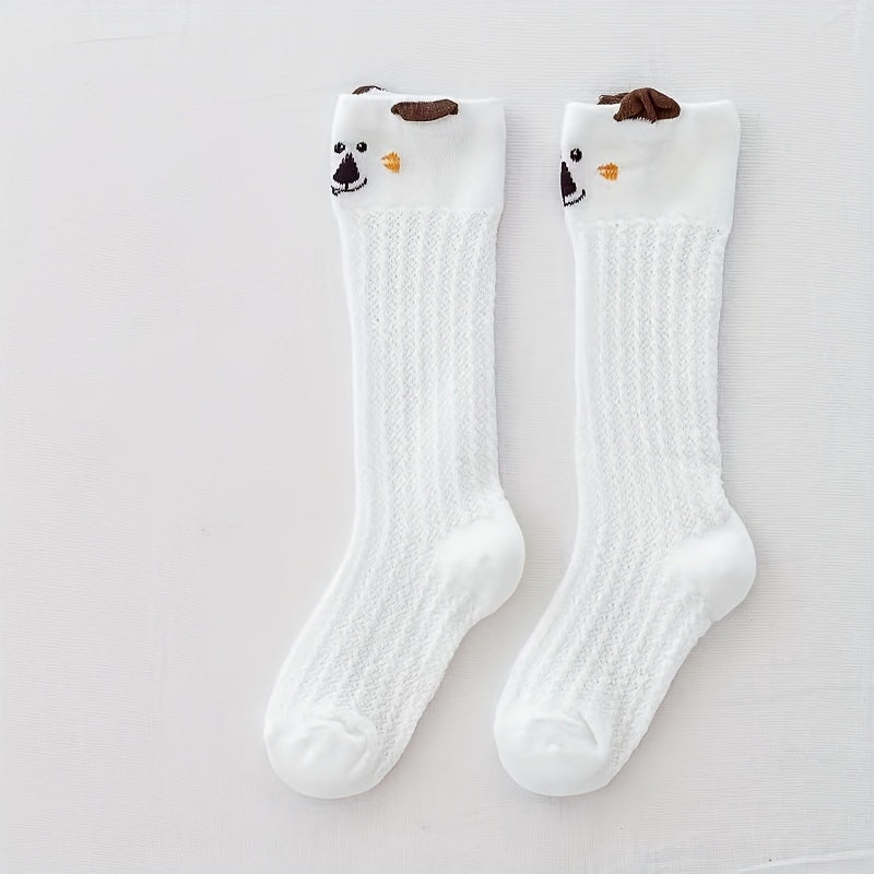 Dunne Katoenen Mesh Kniehoge Sokken met Schattige Cartoon Dieren | Anti-Mug Dijhoge Kousen voor Pasgeboren Kinderen en Peuters Herfst Winter Sokken voor 1-3 Jaar