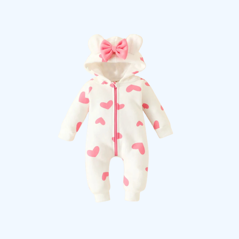 Romper met Lange Mouwen en Hoed | Warme Buitenkleding met Rits Dikke Baby Onesies