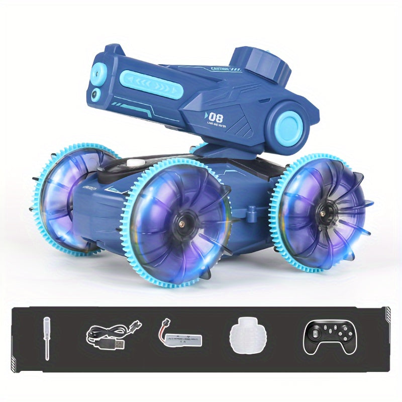 RC Auto's 360° Rotatie - Vierwielaandrijving Water Spray Amfibische Auto met Waterkanon, Gesture Sensing, LED Licht, 2.4GHz Afstandsbediening - Speelgoed voor Jongens & Meisjes, Verjaardagscadeau