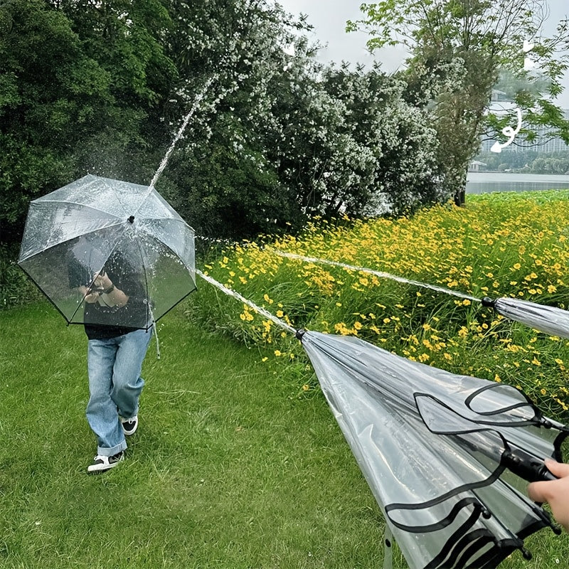 4-in-1 Water Gun Paraplu – Transparante Zomerparaplu met Trekhandgreep | Speelgoed voor Watergevechten & Zon (PVC)