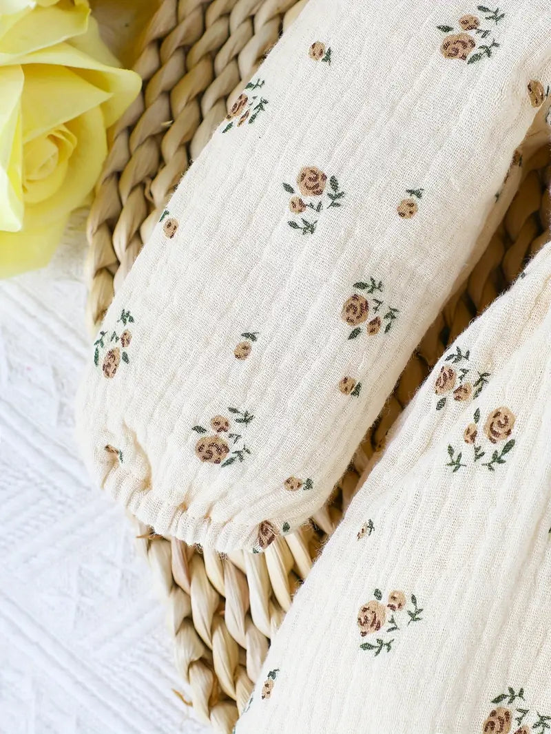 Baby Meisje Prinsessen Jumpsuit | 100% Katoenen Bloemenprint Romper met Ruches en Strik