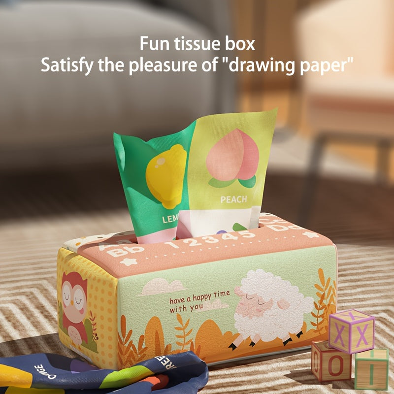 6-12 Maanden Baby Speelgoed | Zachte Tissue Doos en Hoog Contrast Geplooide Papieren Sensory Zijde Sjaal | Perfect voor Sensory Ontwikkeling & Vroeg Leren