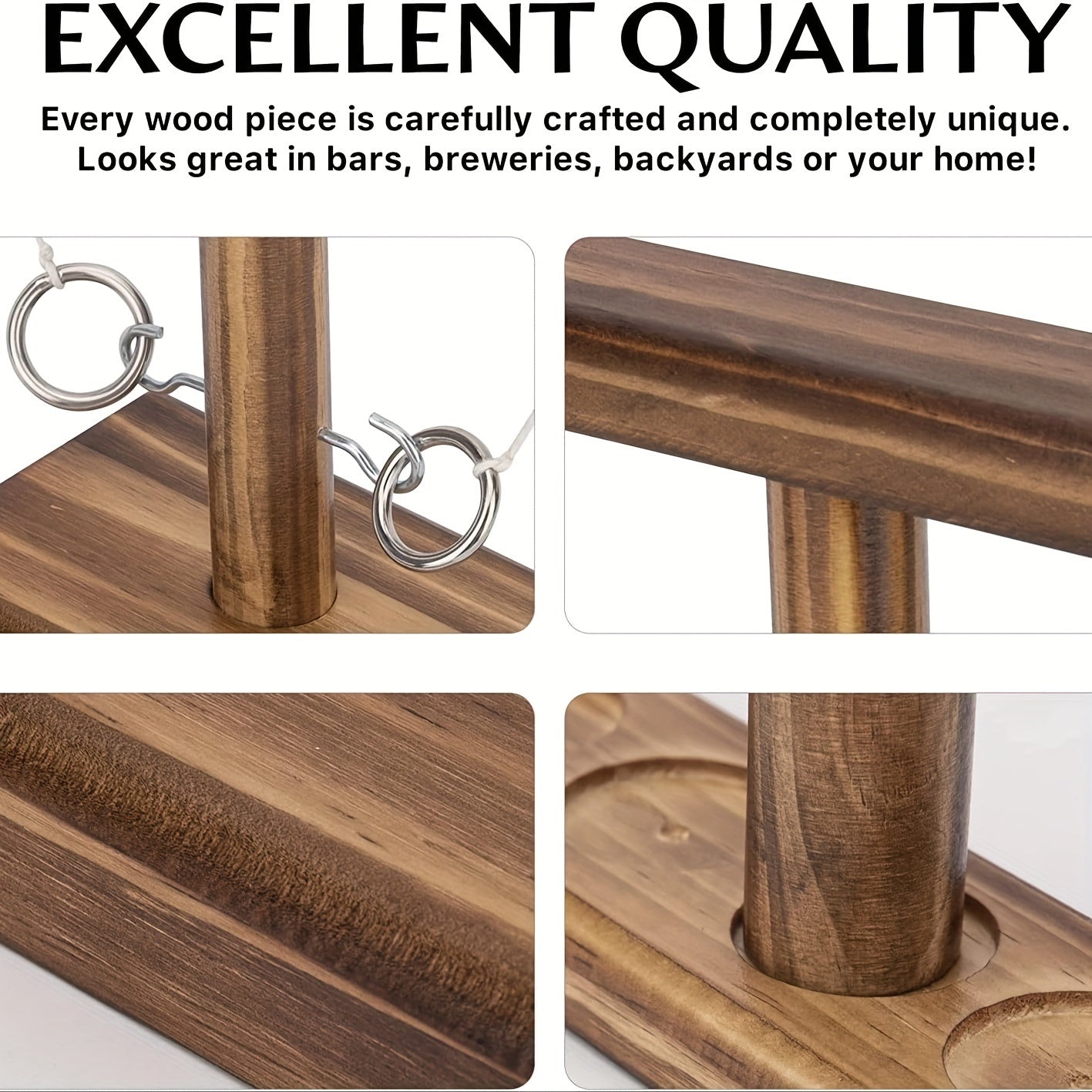 Houten Ringwerpspel - Perfect voor Feestjes en Familie bijeenkomsten, Gemakkelijk te Monteren - Ideaal Vakantiecadeau