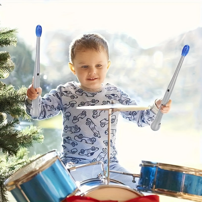 Ritme Drumstokken Speelgoedset voor Kinderen - Zilveren Air Percussie Stokken voor Jongens en Meisjes - Leuk Cadeau voor Feestjes, Halloween en Kerstmis (Maakt GEEN Geluid)