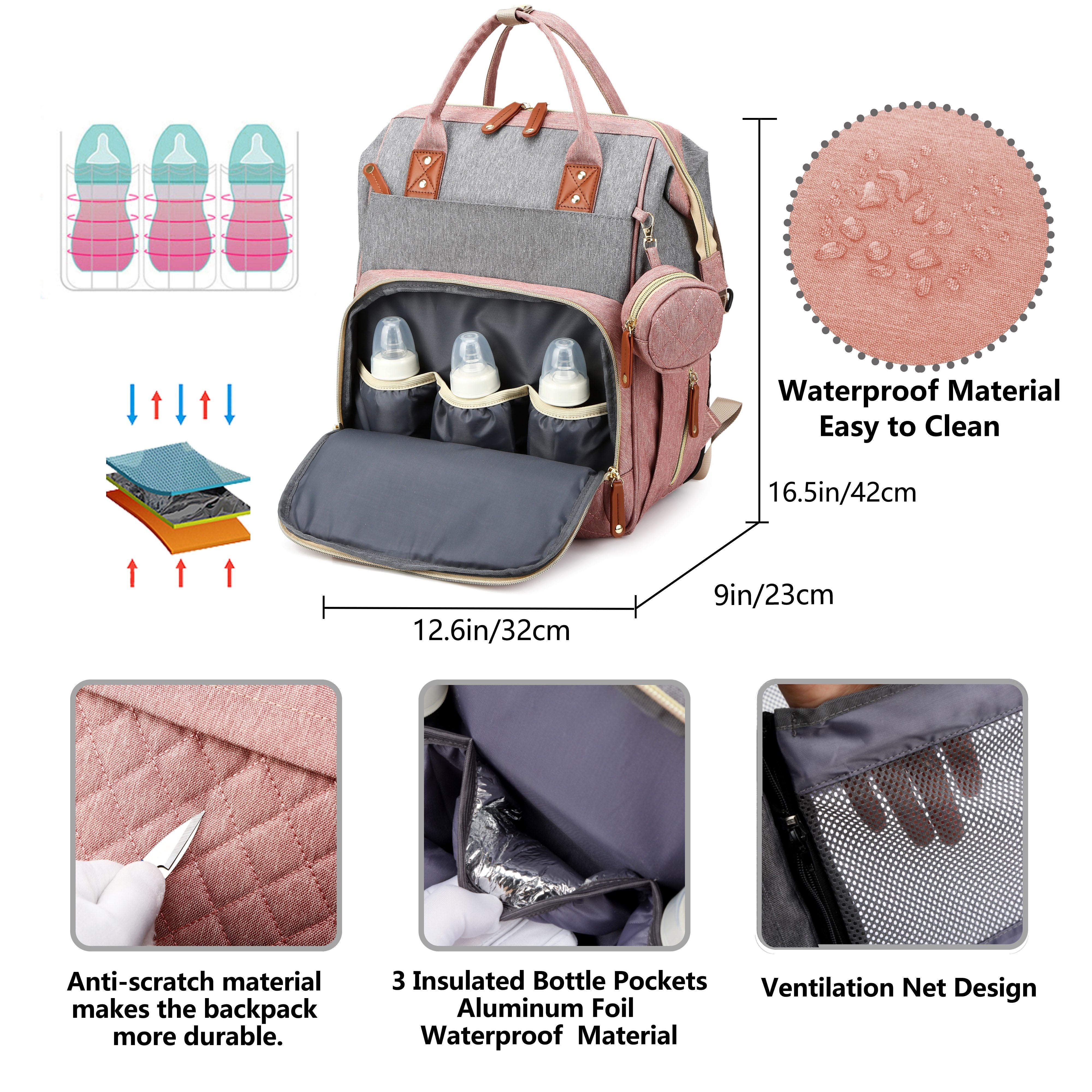 Grote Multifunctionele Waterdichte Luiertas | Trendy Tas met Verschoonstation, Reistas Rugzak