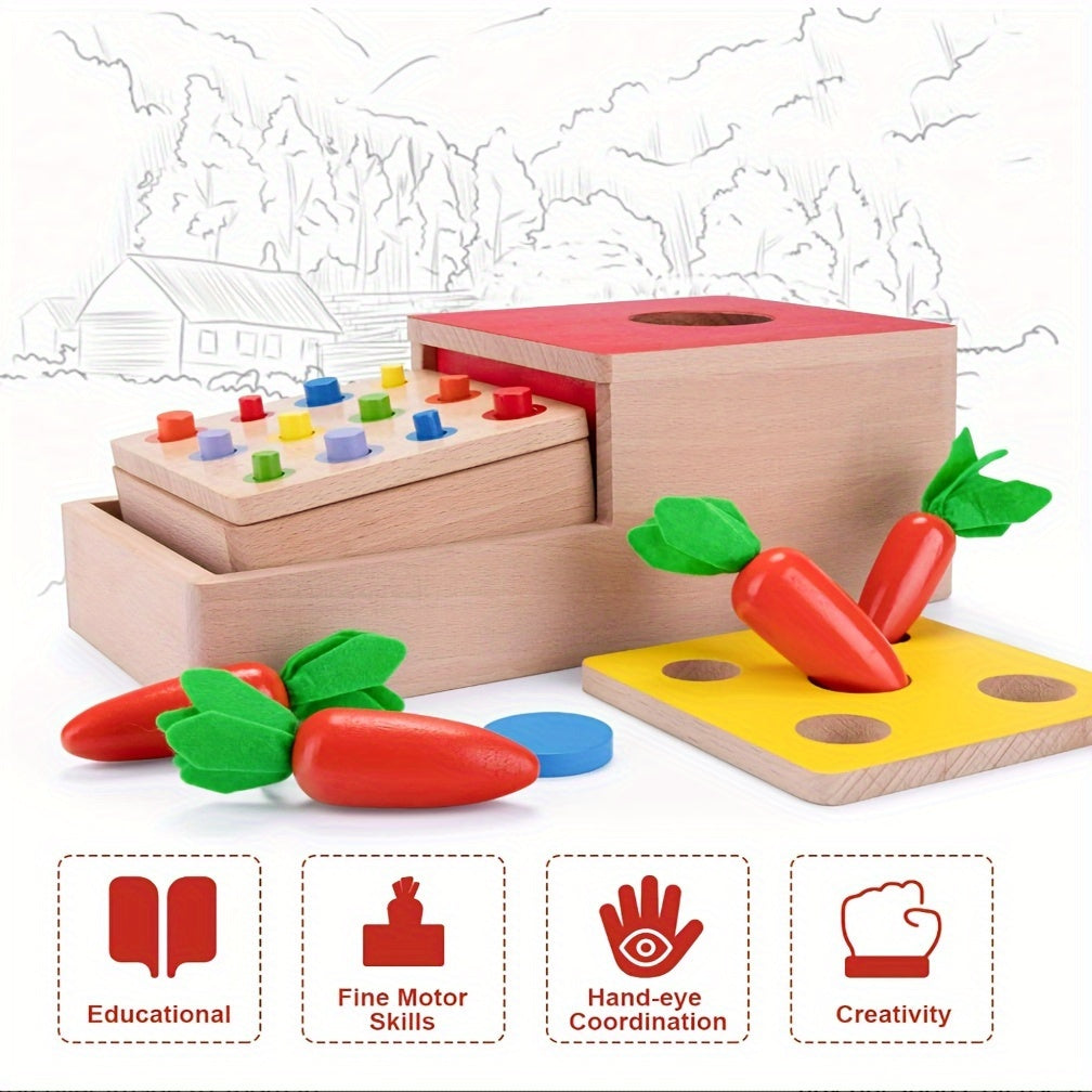 4-in-1 Montessori Speelgoedset | Objectbox en Kleuren Sorteer Spel voor Kinderen