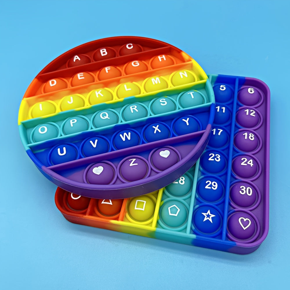 2-in-1 Cijfers & Letters Fidget Toys | Educatief Bubbelspel voor Peuters (Vierkant + Cirkel)