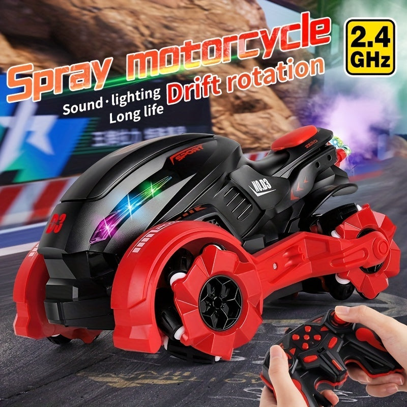 Stuntmotor - Kinderspeelgoed met Spray, Hoge Snelheid Drift, Rotatie, Zijwaartse Beweging - USB Oplaadbare All-Terrain RC Auto