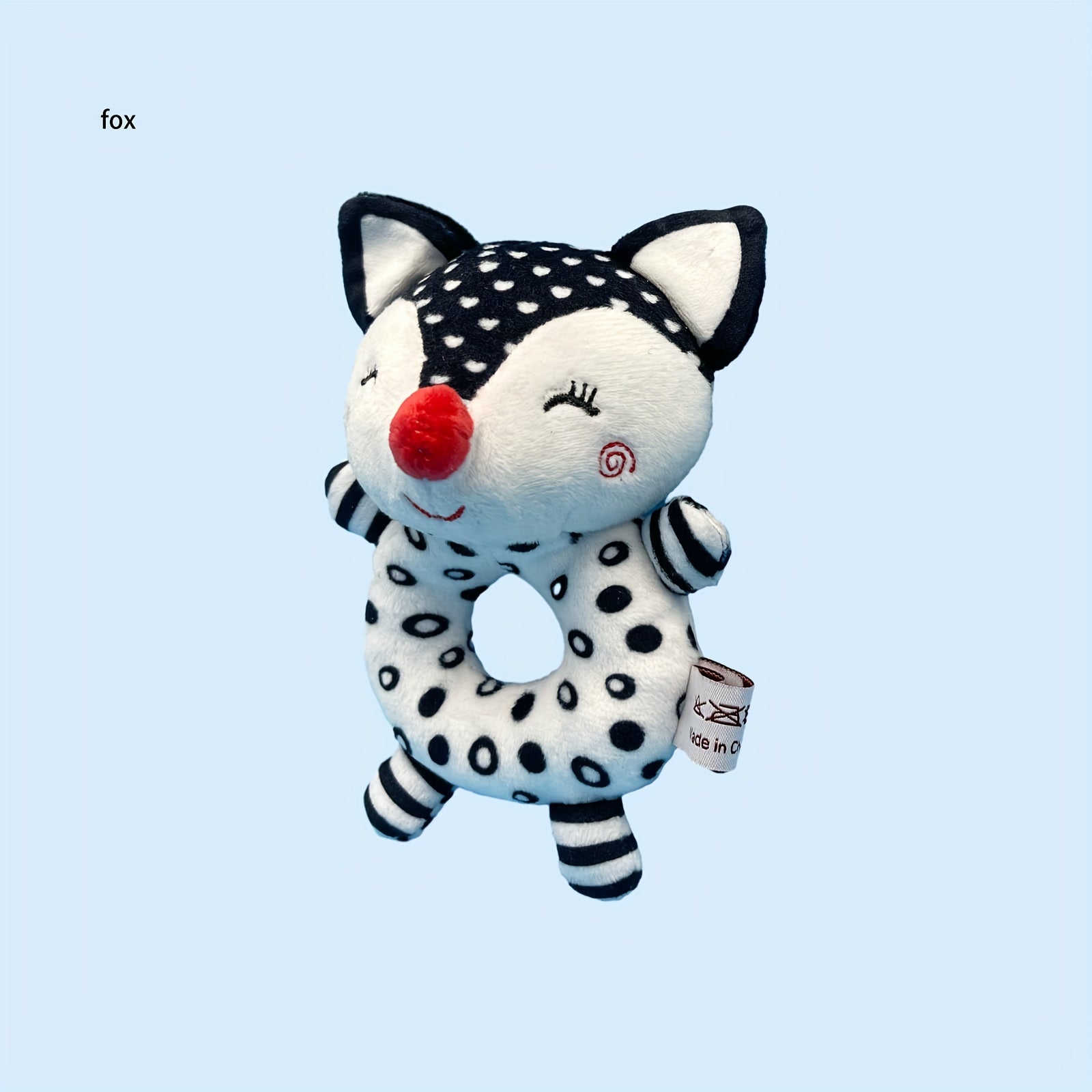 Zwart-witte Polyester Fiber Rammelaar Speelgoed | Educatief Baby Cadeau voor Vroeg Onderwijs