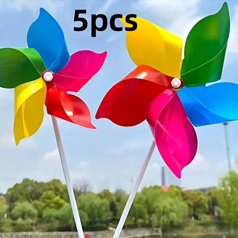 5pcs kleurrijke windmolens set – weerbestendige windmolens van duurzaam PP materiaal voor tuin, park, boerderij of feestje