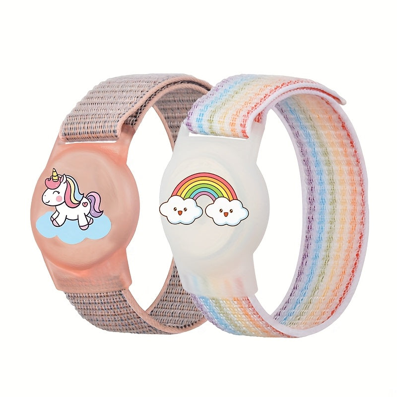 2 stuks AirTag armbandjes | Zachte ademende nylon band, unisex, meerdere kleuren, houder niet inbegrepen