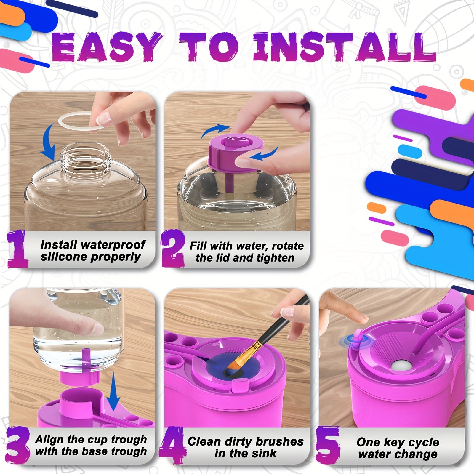 Kwastenreiniger voor Waterverf | Reinigingsbeker voor Aquarel & Acryl, Kunstgereedschap