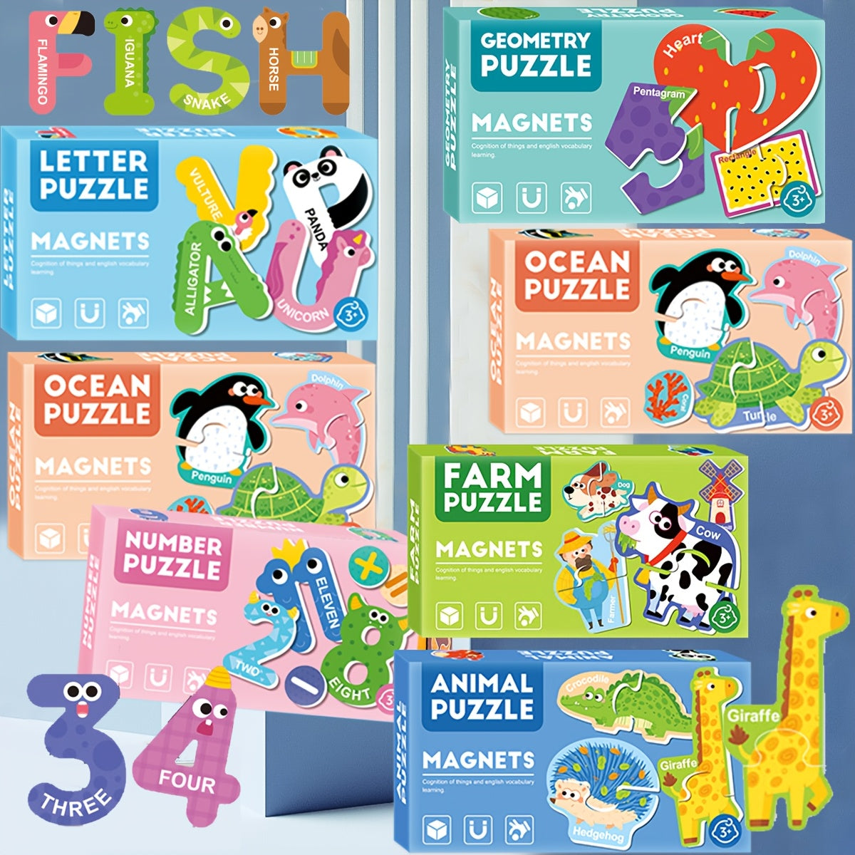 Magnetische Stickers Puzzelset | Letters, Cijfers & Meer – Cadeau voor Kerst & Verjaardag