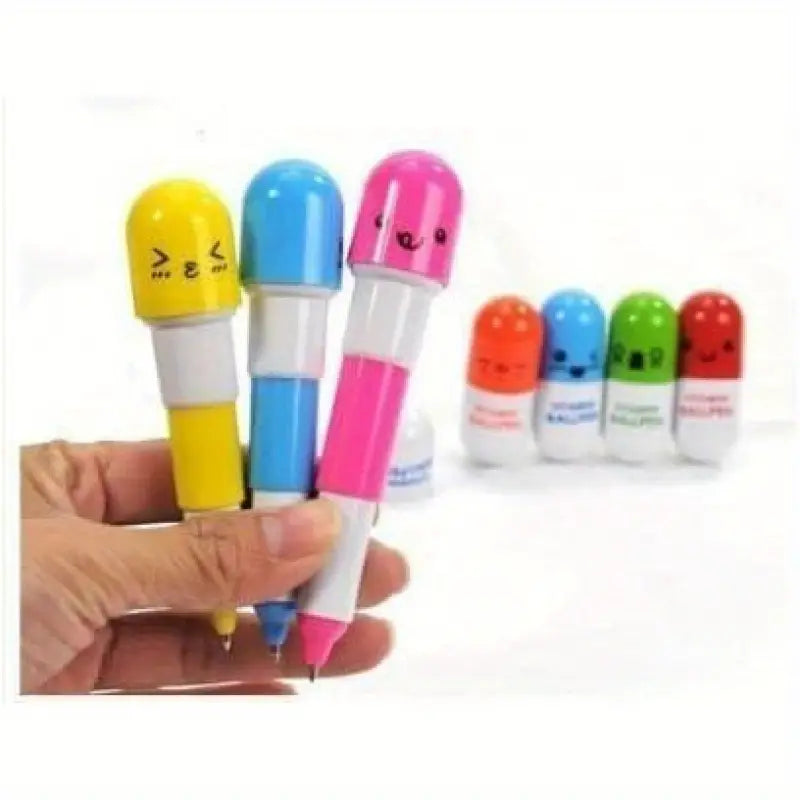 Novelty Vitamin Balpen | Inklapbare Cartoon Expressie Pen | Grappig Schrijfcadeau