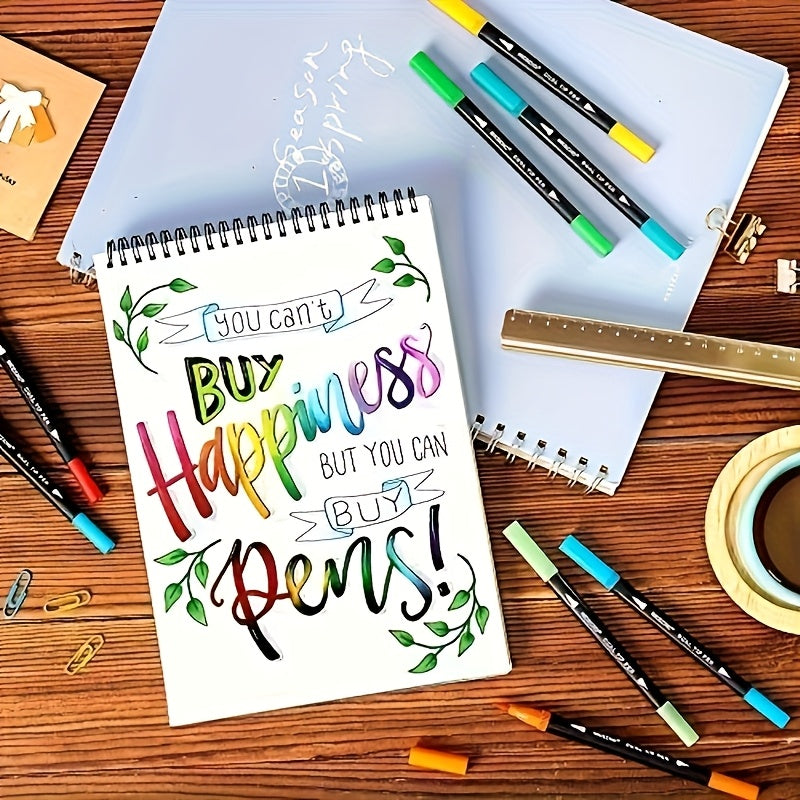 Dual Brush Art Markers | 60 Kleuren | Flexibele Borstel & Fijne Punt | Voor Kleuren, Journaling & Schetsen