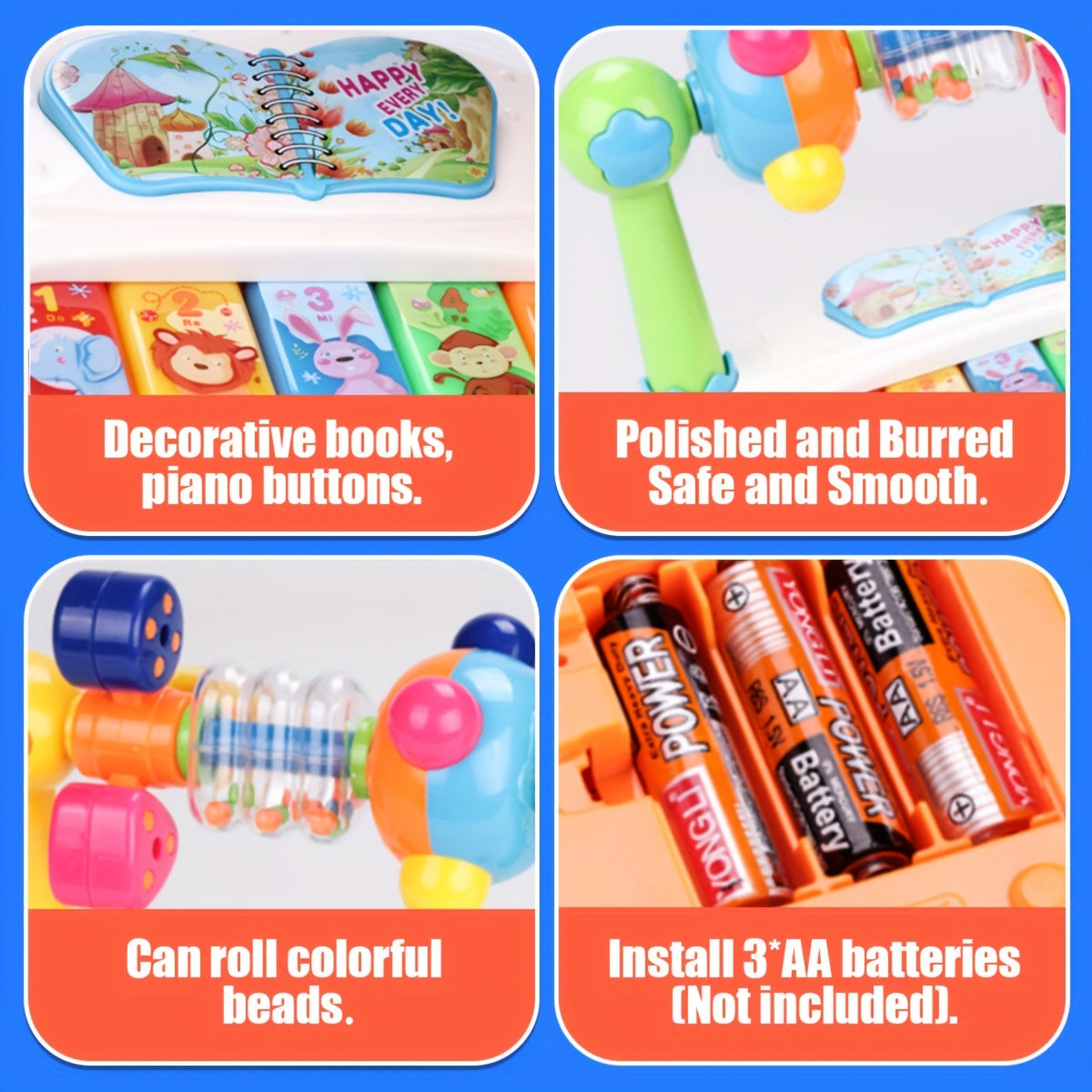 Interactief Muzikaal Keyboard Speelgoed voor Kinderen | Educatieve Piano met Ritmespellen en Liedjes met Lichtgevende Functies - Vanaf 0+ Jaar