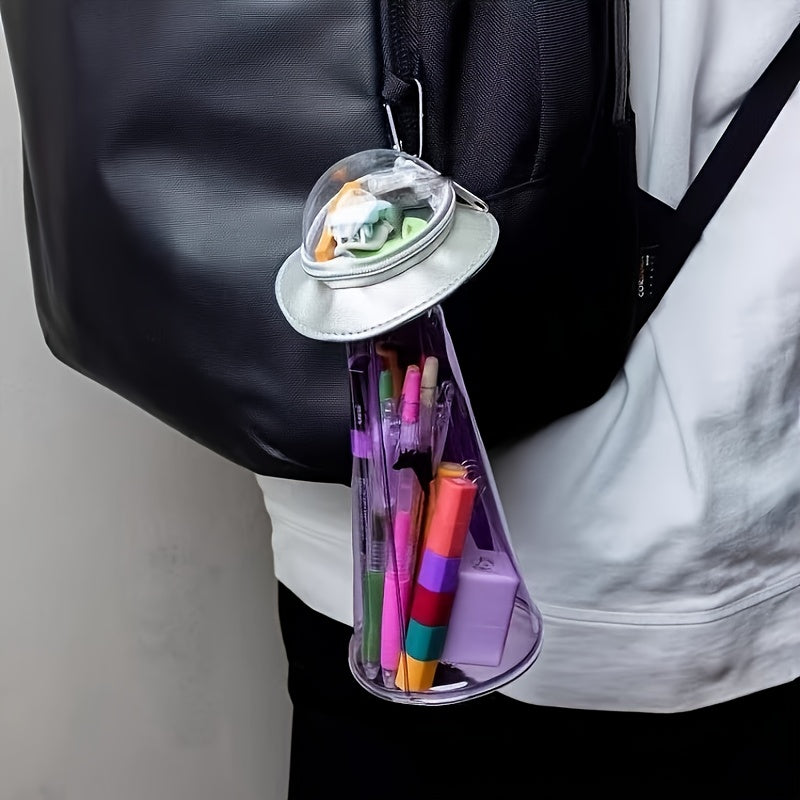 UFO Pennenzak voor Studenten en Tieners - Trousse Transparente Ruimteschip - Bureau Organizer en Rugtas Accessoire voor Jongens en Meisjes