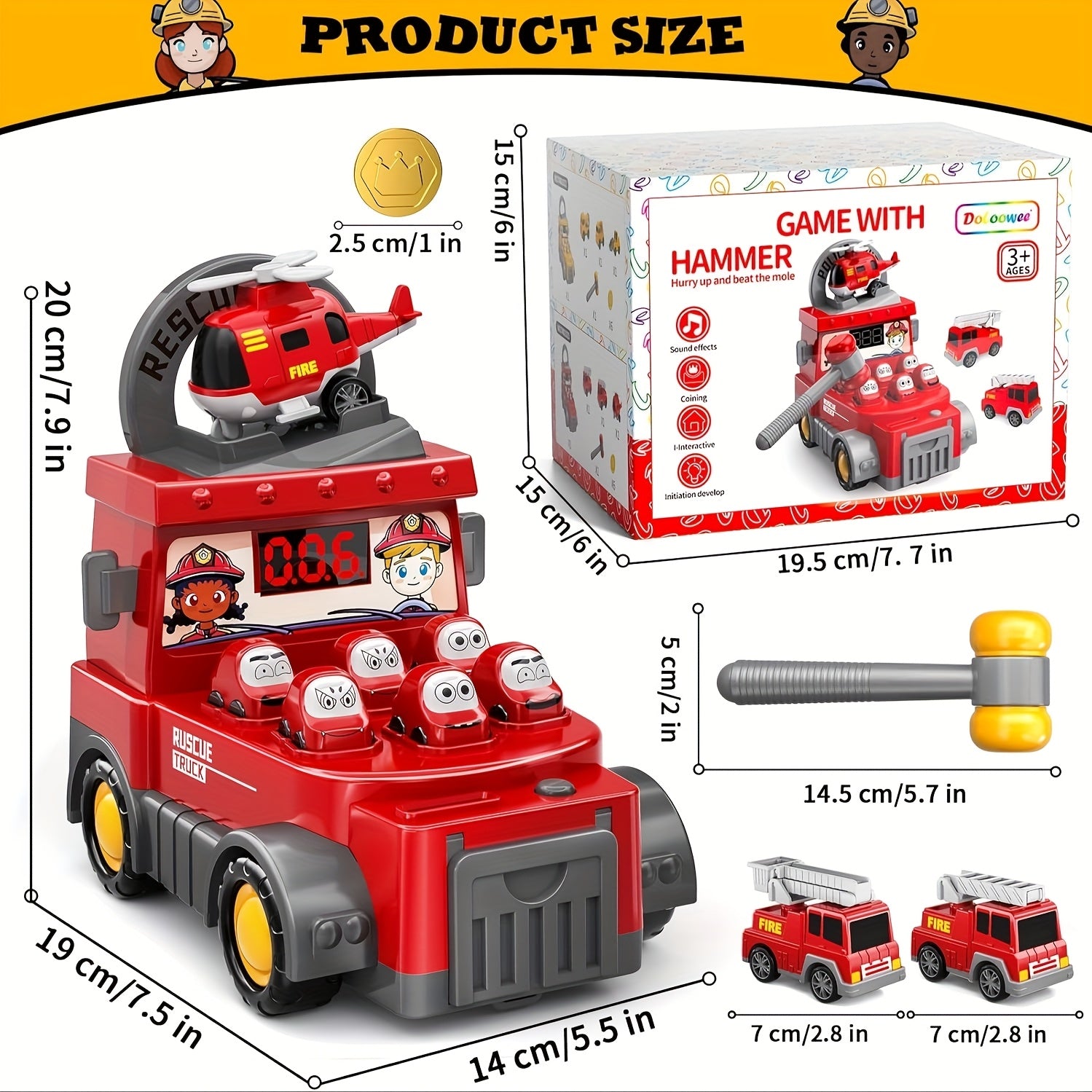 4-in-1 Brandweer Speelgoed met Vrachtwagens & Helikopter – Elektronisch Cadeau voor Jongens & Meisjes