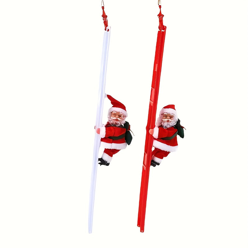 Klimmende Muzikale Kerstman met Cadeauzak - Perfecte Decoratie voor Kerstbomen & Feesten