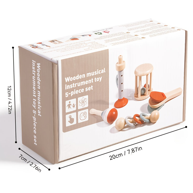 5-delige Houten Muziekinstrumenten Set | Educatief voor Peuters