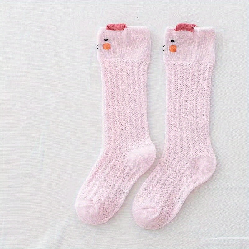 Dunne Katoenen Mesh Kniehoge Sokken met Schattige Cartoon Dieren | Anti-Mug Dijhoge Kousen voor Pasgeboren Kinderen en Peuters Herfst Winter Sokken voor 1-3 Jaar