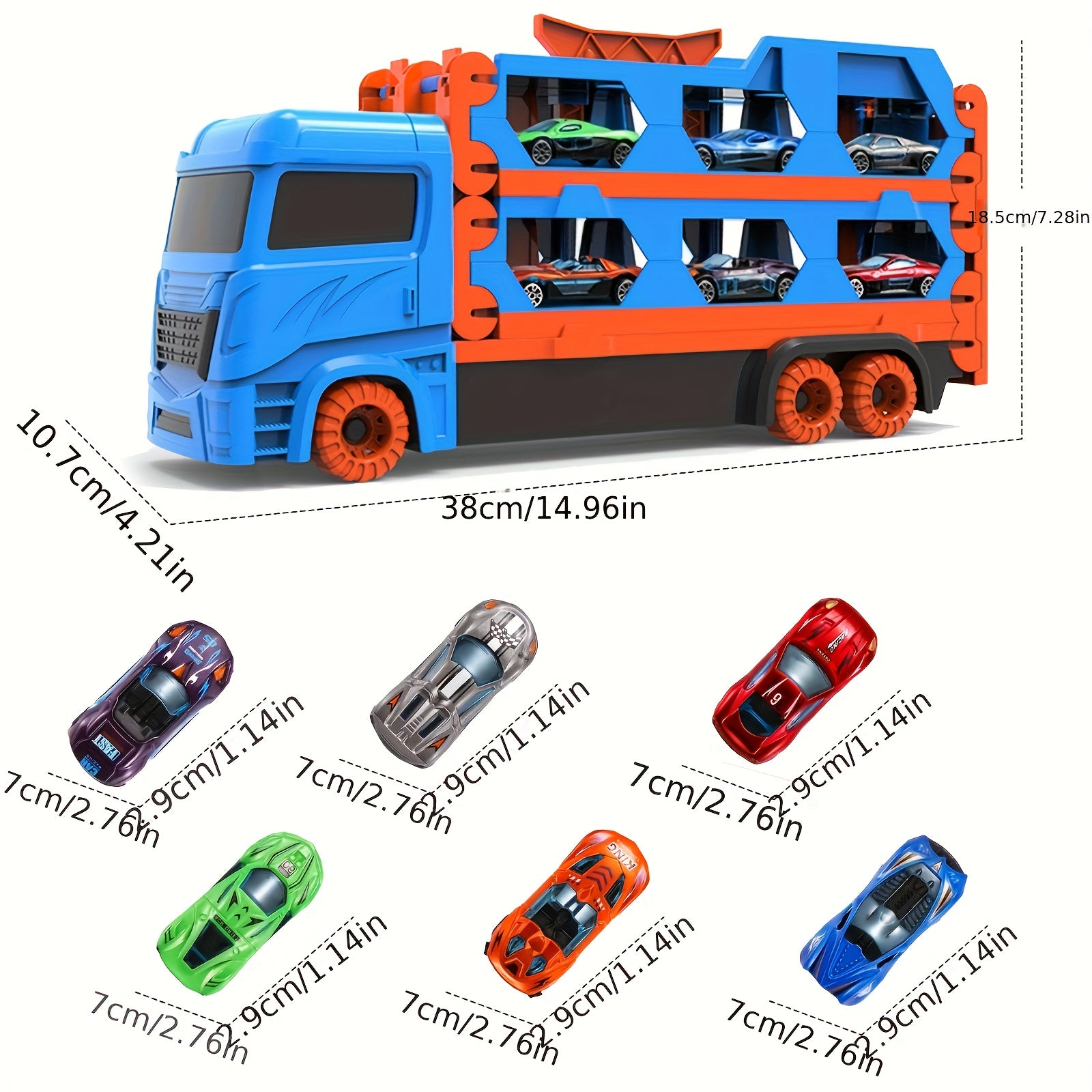 Grote Opvouwbare Racebaan | Set van 6 Transformerende Auto’s, Opbergcontainer Vrachtwagen met Legering, Perfect Cadeau voor Halloween & Kerst