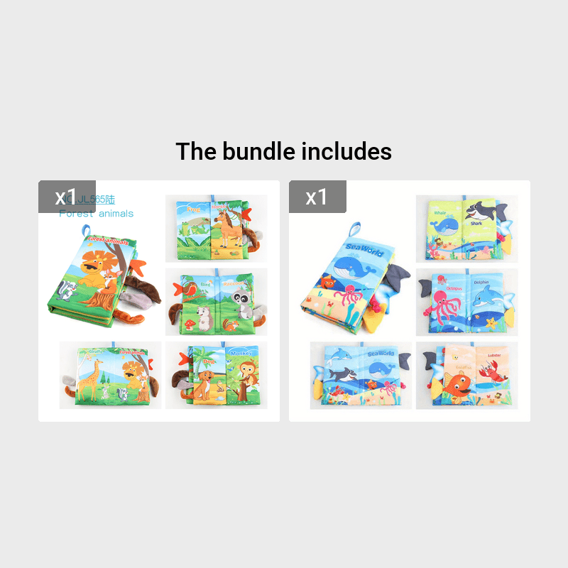 Livre en Tissu Crinkle Doux Montessori à Toucher et Ressentir | Jouets Sensoriaux pour Bébé Apprentissage Poussette