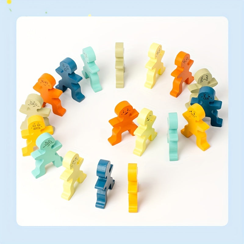 Houten Stapelblokken in Felle Kleuren | Balansspel voor Motorische Ontwikkeling & Concentratie, Ideaal als Cadeau voor Kerst & Thanksgiving