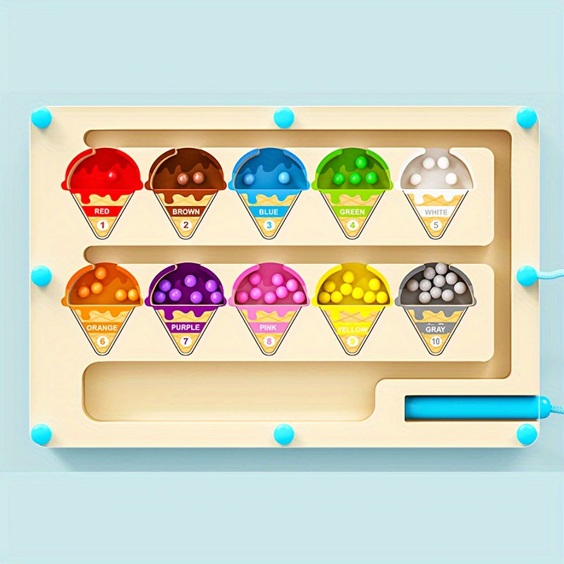 Houten Doolhofpuzzel – Kleur- en Rekentraining Educatief Speelgoed vanaf 3 Jaar