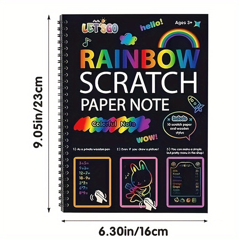 Regenboog Krasblok Set | 12 vellen knutselpapier voor tekenen & feestjes (3-12 jaar)