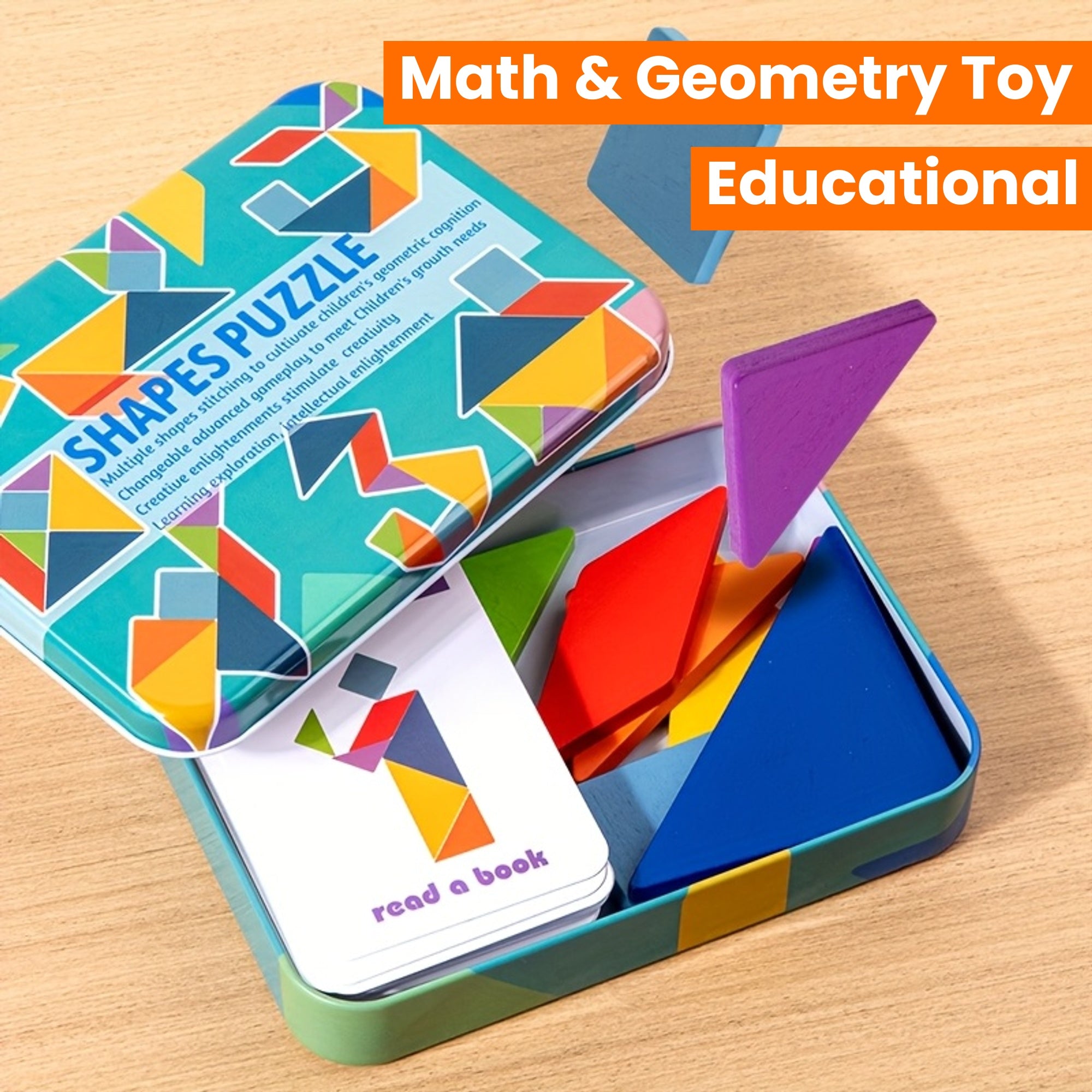 Houten Tangram Puzzel | Kleurrijk Educatief Meetkundespel | Halloween/Kerst/Thanksgiving Cadeau