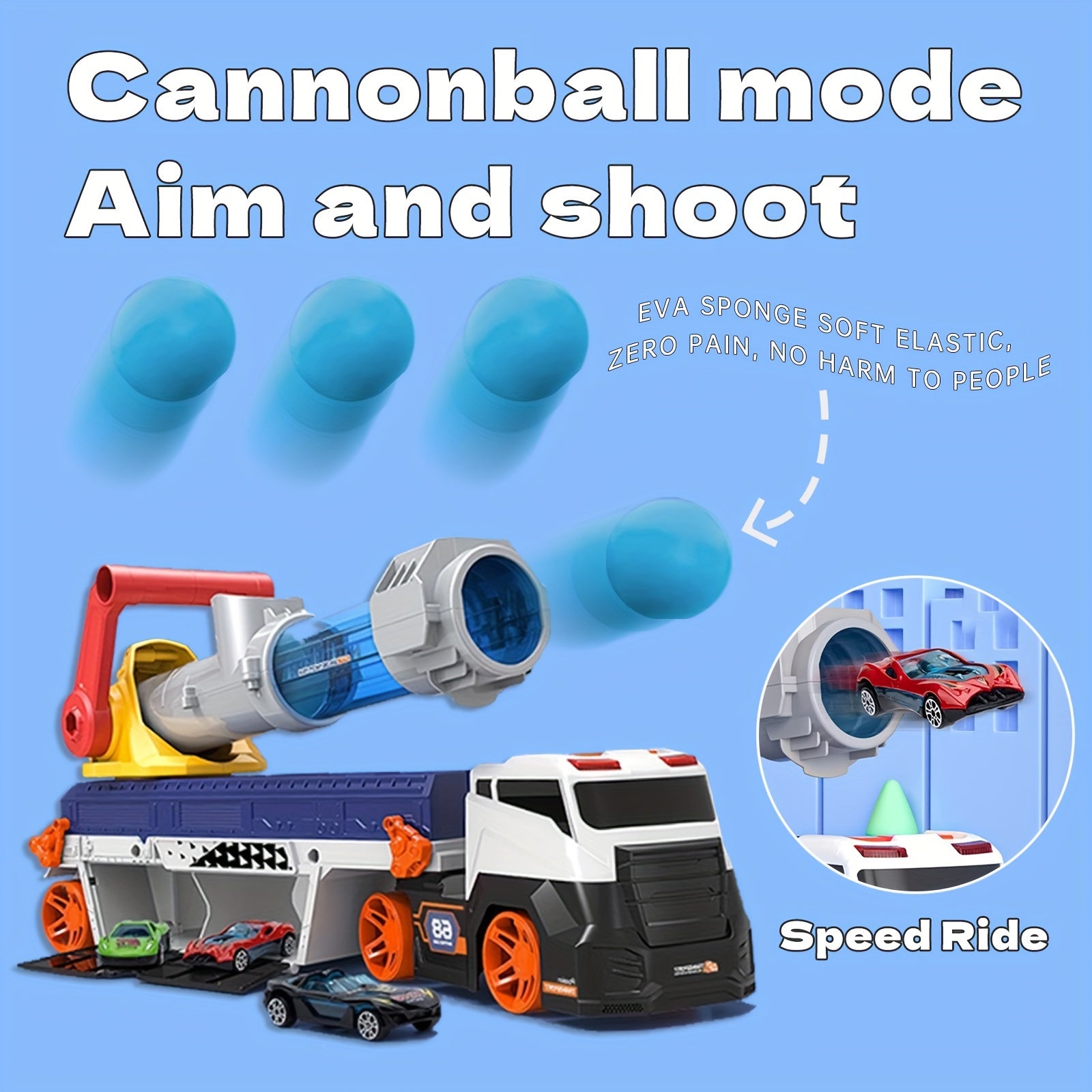 Missielanceervoertuig met lichten en geluiden - Inclusief 6 auto's, speelgoed vanaf 3 jaar, perfect Kerstcadeau.