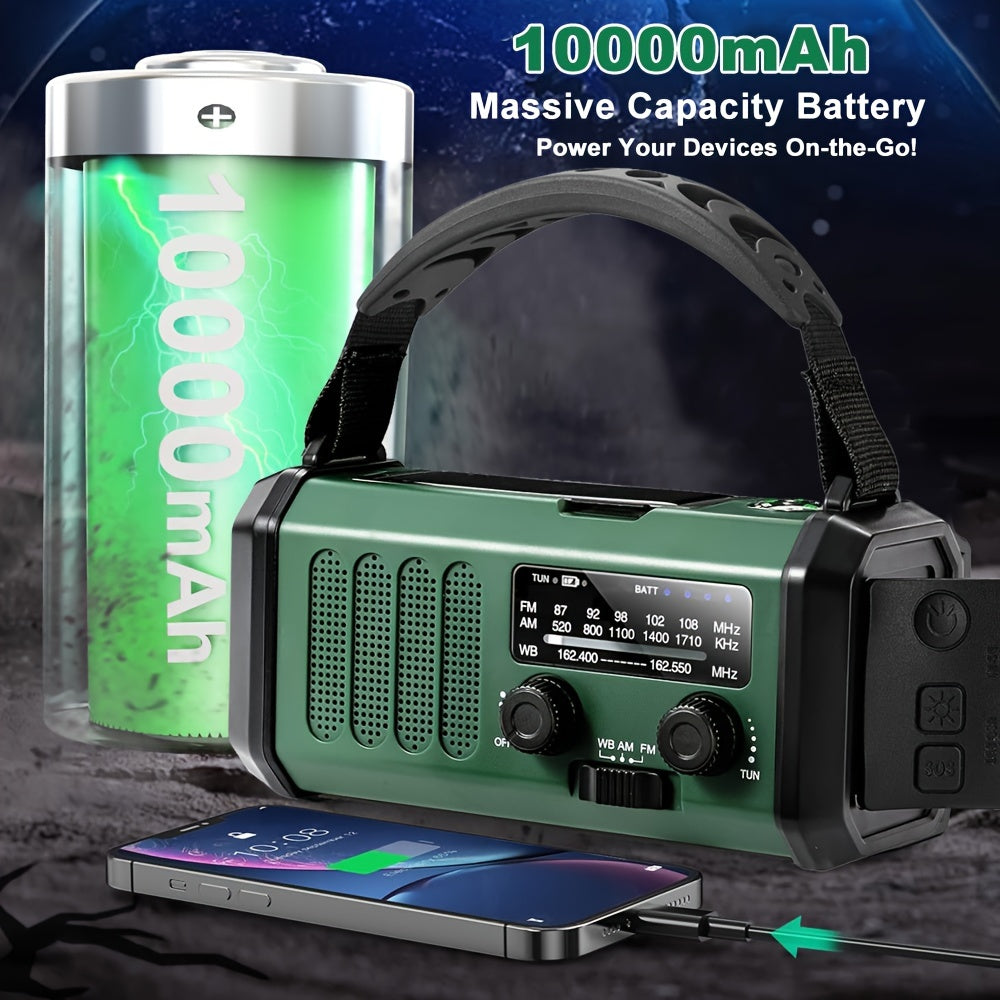 10000mAh Noodradio – Zonne-energie, Hand Crank, AM/FM, SOS Alarm & Telefoonoplader